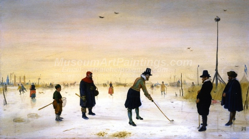 Golf Players on the Ice Painting by Hendrick Avercamp