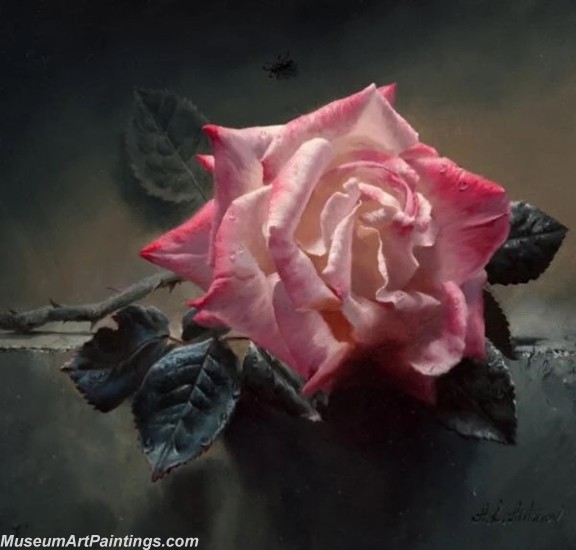 Hand Painted Flower Paintings Pink Rose 059