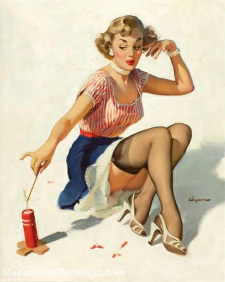 Handmade Modern Paintings of Women Pinup Girl Oil Paintings M11