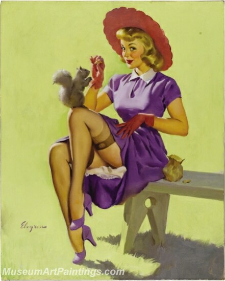 Handmade Modern Paintings of Women Pinup Girl Oil Paintings M12