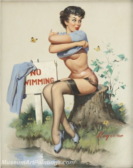 Handmade Modern Paintings of Women Pinup Girl Oil Paintings M15