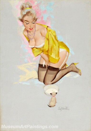 Handmade Modern Paintings of Women Pinup Girl Oil Paintings M56