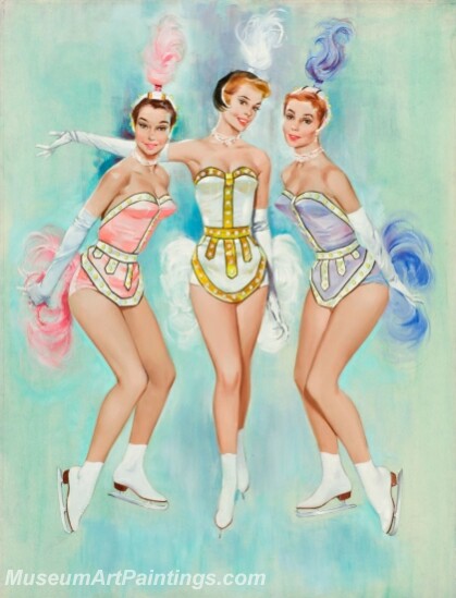 Handmade Modern Paintings of Women Pinup Girl Oil Paintings M6