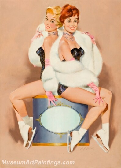 Handmade Modern Paintings of Women Pinup Girl Oil Paintings M7