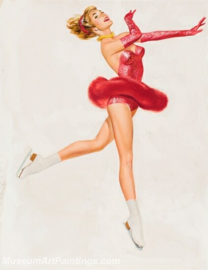 Handmade Modern Paintings of Women Pinup Girl Oil Paintings M8