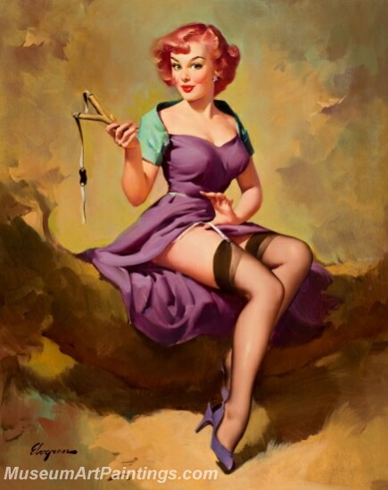 Handmade Modern Paintings of Women Pinup Girl Oil Paintings M9