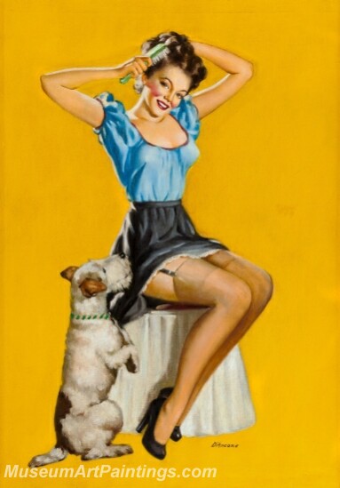 Handmade Modern Paintings of Women Sexy Pinup Girl Oil Paintings M135
