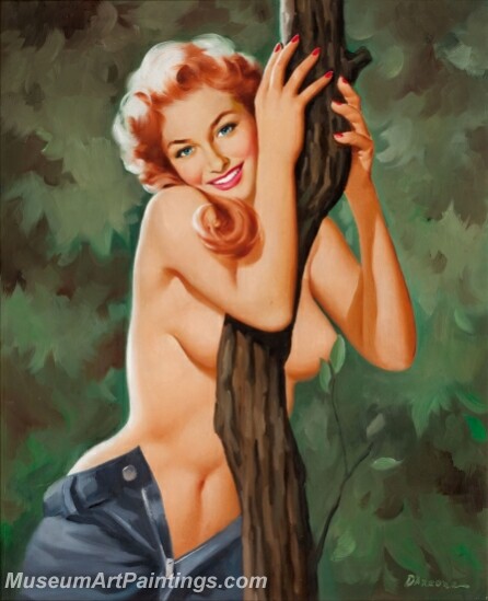 Handmade Modern Paintings of Women Sexy Pinup Girl Oil Paintings M136