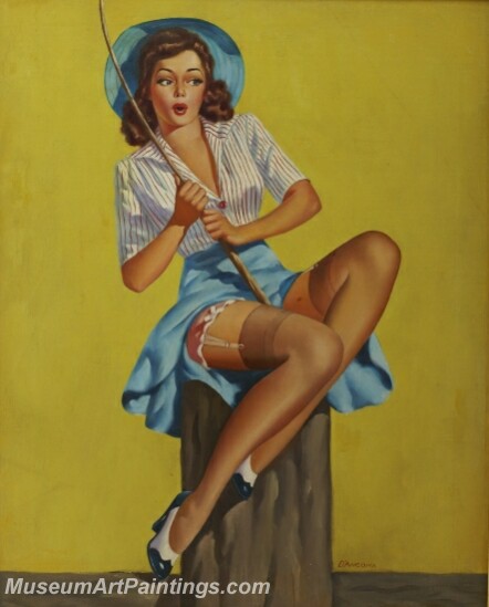 Handmade Modern Paintings of Women Sexy Pinup Girl Oil Paintings M142