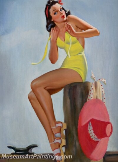 Handmade Modern Paintings of Women Sexy Pinup Girl Oil Paintings M146