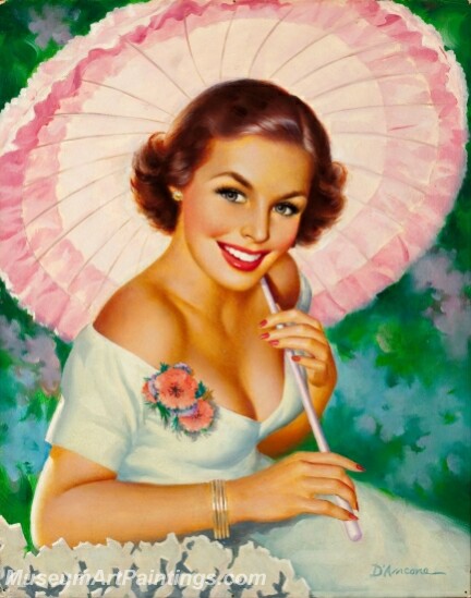Handmade Modern Paintings of Women Sexy Pinup Girl Oil Paintings M147