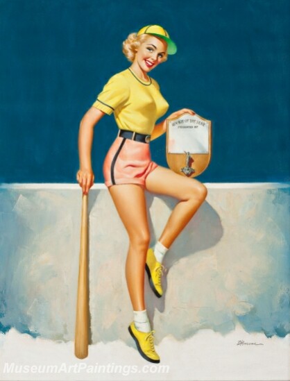 Handmade Modern Paintings of Women Sexy Pinup Girl Oil Paintings M148