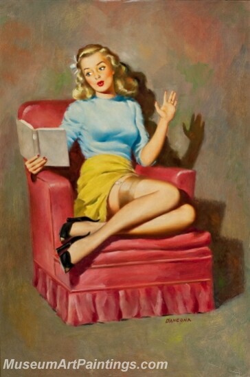 Handmade Modern Paintings of Women Sexy Pinup Girl Oil Paintings M149