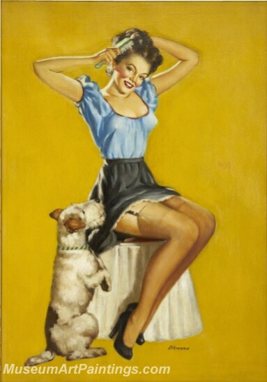 Handmade Modern Paintings of Women Sexy Pinup Girl Oil Paintings M150