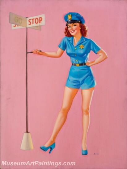 Handmade Modern Paintings of Women Sexy Pinup Girl Oil Paintings M151