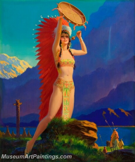 Handmade Modern Paintings of Women Sexy Pinup Girl Oil Paintings M156