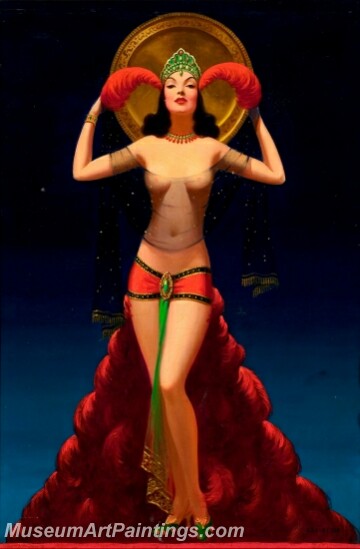 Handmade Modern Paintings of Women Sexy Pinup Girl Oil Paintings M159