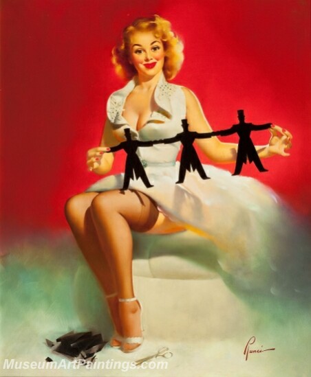 Handmade Modern Paintings of Women Sexy Pinup Girl Oil Paintings M162
