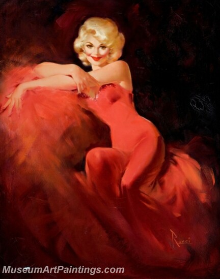 Handmade Modern Paintings of Women Sexy Pinup Girl Oil Paintings M165