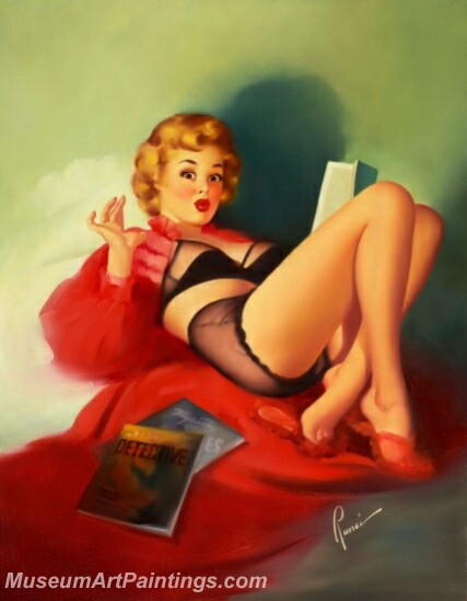 Handmade Modern Paintings of Women Sexy Pinup Girl Oil Paintings M166