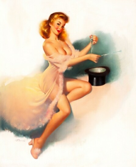 Handmade Modern Paintings of Women Sexy Pinup Girl Oil Paintings M171