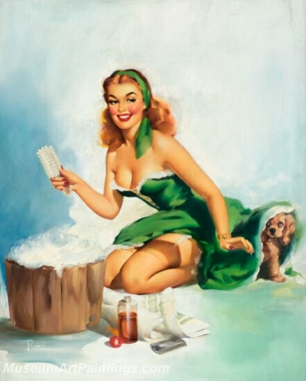 Handmade Modern Paintings of Women Sexy Pinup Girl Oil Paintings M172