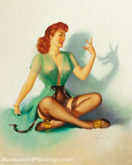Handmade Modern Paintings of Women Sexy Pinup Girl Oil Paintings M178