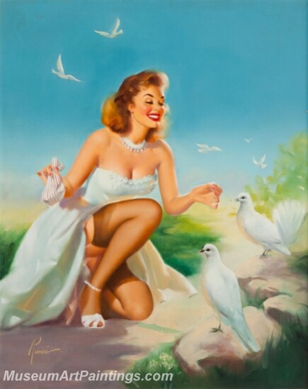 Handmade Modern Paintings of Women Sexy Pinup Girl Oil Paintings M181