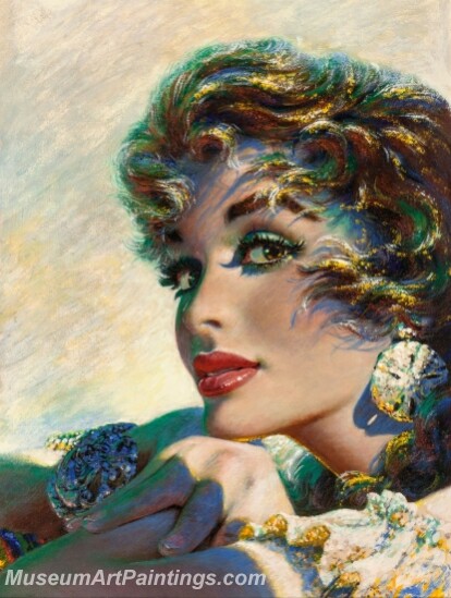 Handmade Modern Paintings of Women Sexy Pinup Girl Oil Paintings M186