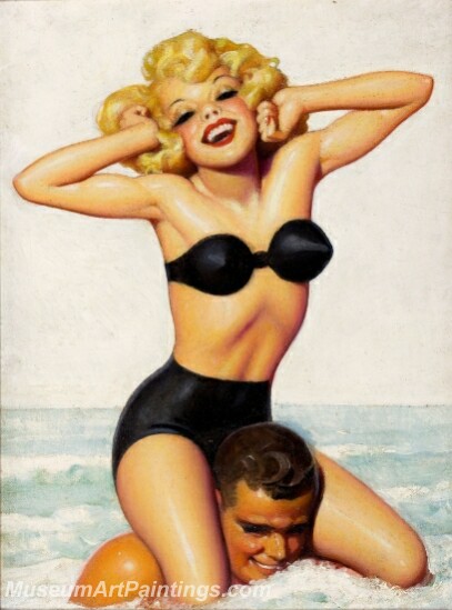 Handmade Modern Paintings of Women Sexy Pinup Girl Oil Paintings M195