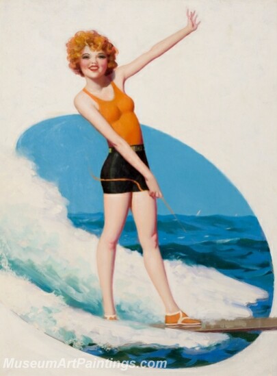 Handmade Modern Paintings of Women Sexy Pinup Girl Oil Paintings M203