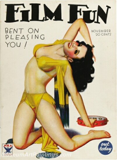 Handmade Modern Paintings of Women Sexy Pinup Girl Oil Paintings M205