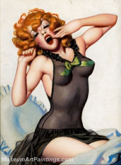 Handmade Modern Paintings of Women Sexy Pinup Girl Oil Paintings M206