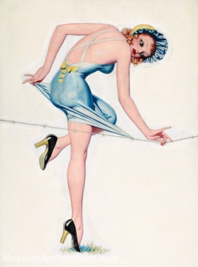 Handmade Modern Paintings of Women Sexy Pinup Girl Oil Paintings M207