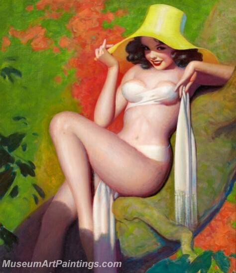 Handmade Modern Paintings of Women Sexy Pinup Girl Oil Paintings M215