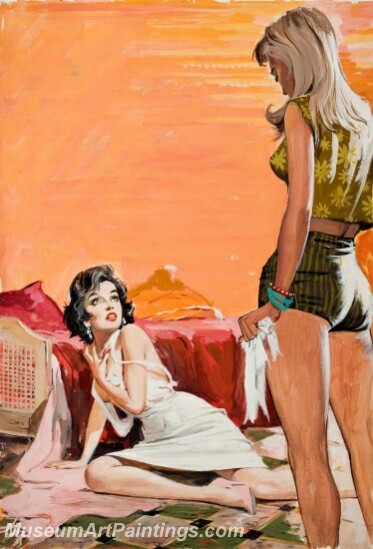Handmade Modern Paintings of Women Sexy Pinup Girl Oil Paintings M224