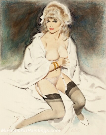 Handmade Modern Paintings of Women Sexy Pinup Girl Oil Paintings M328