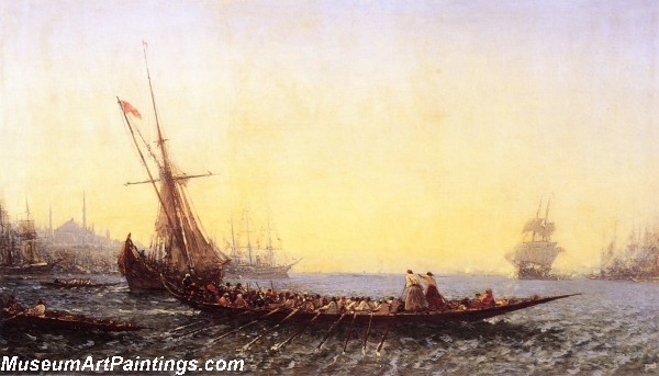 Harbor in Constantinople Painting