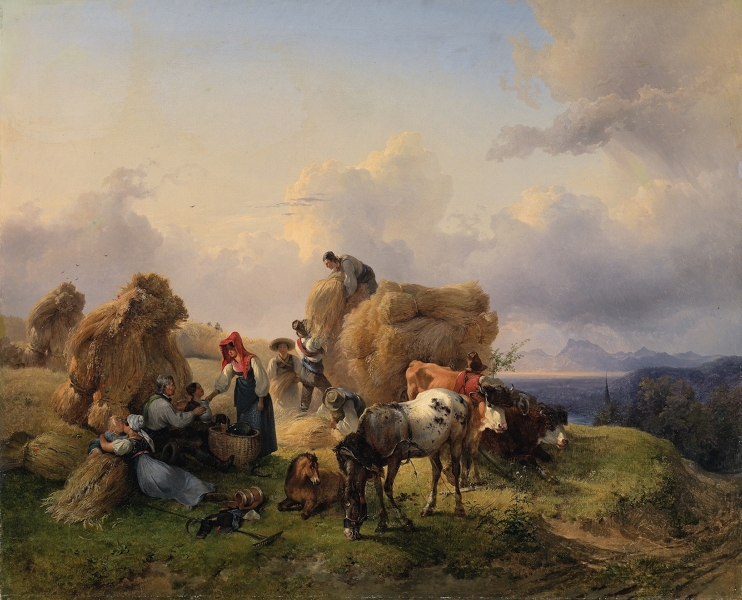 Harvesting in the Foothills of the Alps by Friedrich Gauermann