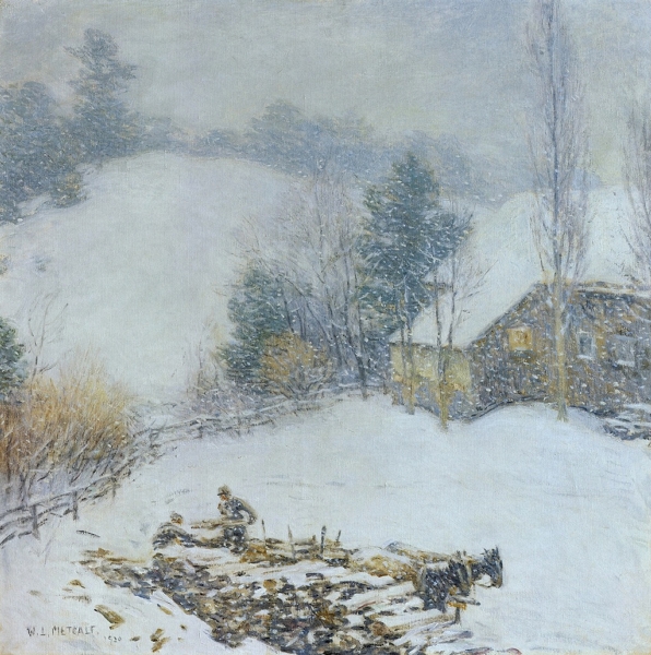 Hauling Wood Winter by Willard Leroy Metcalf