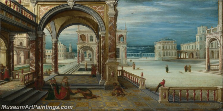 Hendrick van Steenwyck the Younger The Courtyard of a Renaissance Palace Painting