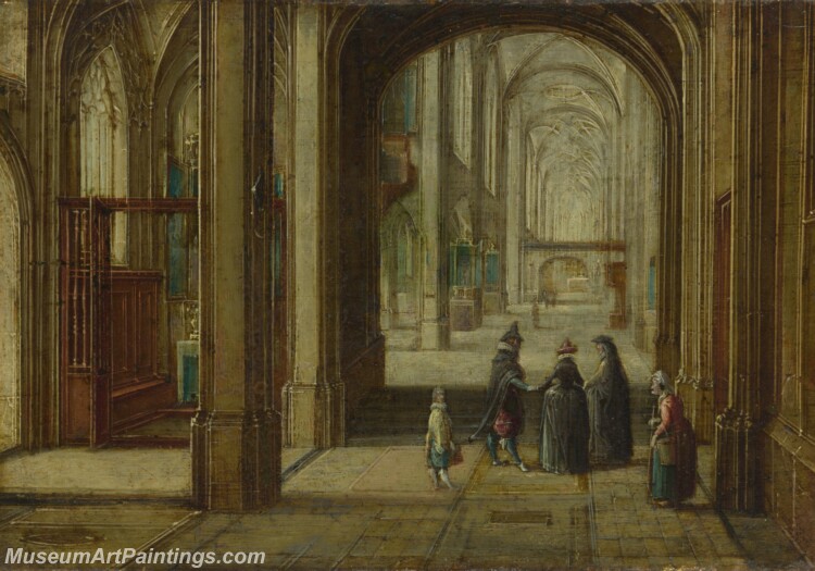 Hendrick van Steenwyck the Younger The Interior of a Gothic Church looking East Painting