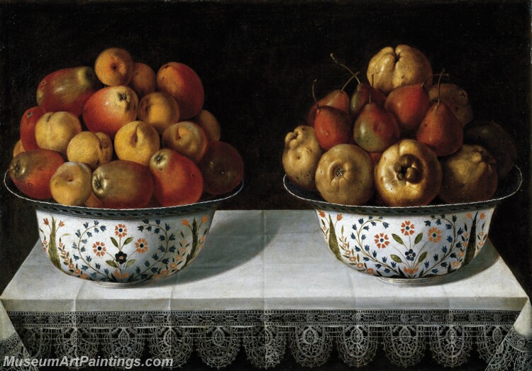 Hiepes Tomas Dos fruteros sobre una mesa Painting
