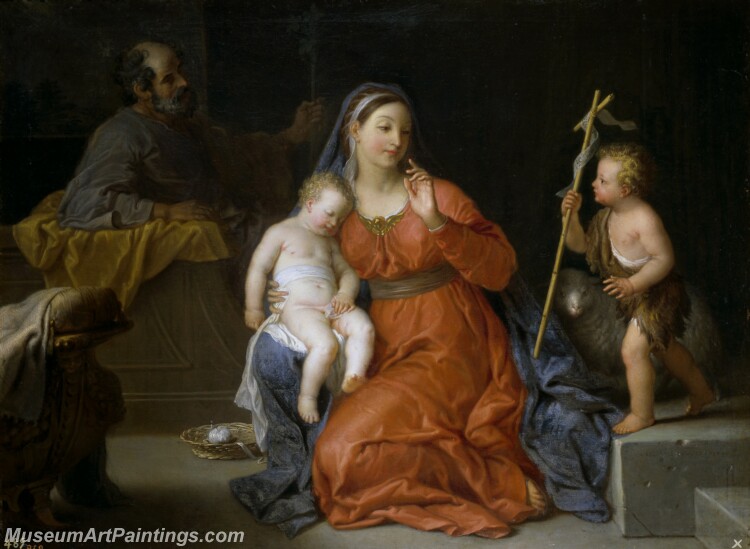 Houasse Michel Ange Sagrada Familia con San Juan Painting