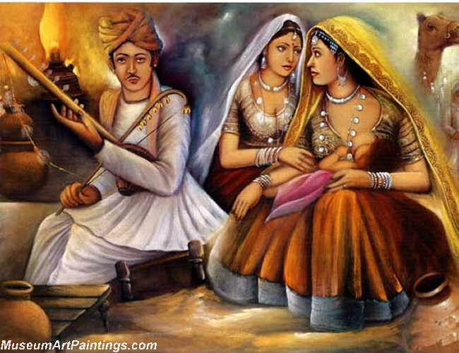 India Paintings Listening Music
