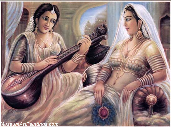 India Paintings Listening Music by Queen