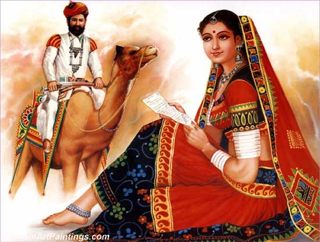 India Paintings Reading love letter