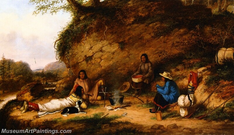 Indian Encampment at Big Rock Painting
