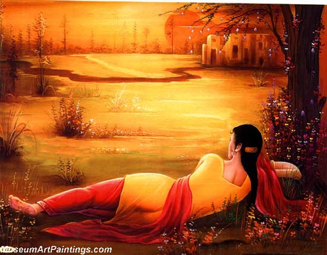 Indian Girl Painting Waiting