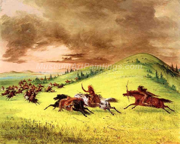 Indians Paintings Battle between Sioux and Sauk and Fox